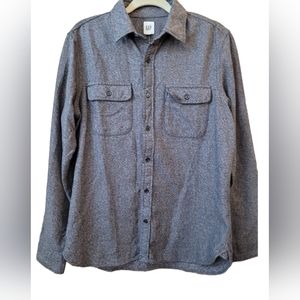 Gap black and gray twill long sleeve button down M
